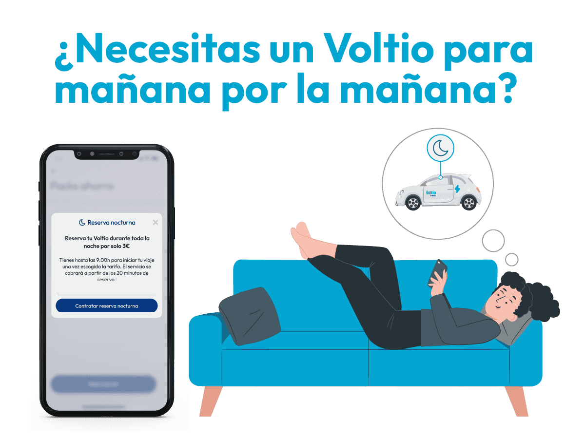 Reserva nocturna carsharing Voltio sostenible en Madrid.png